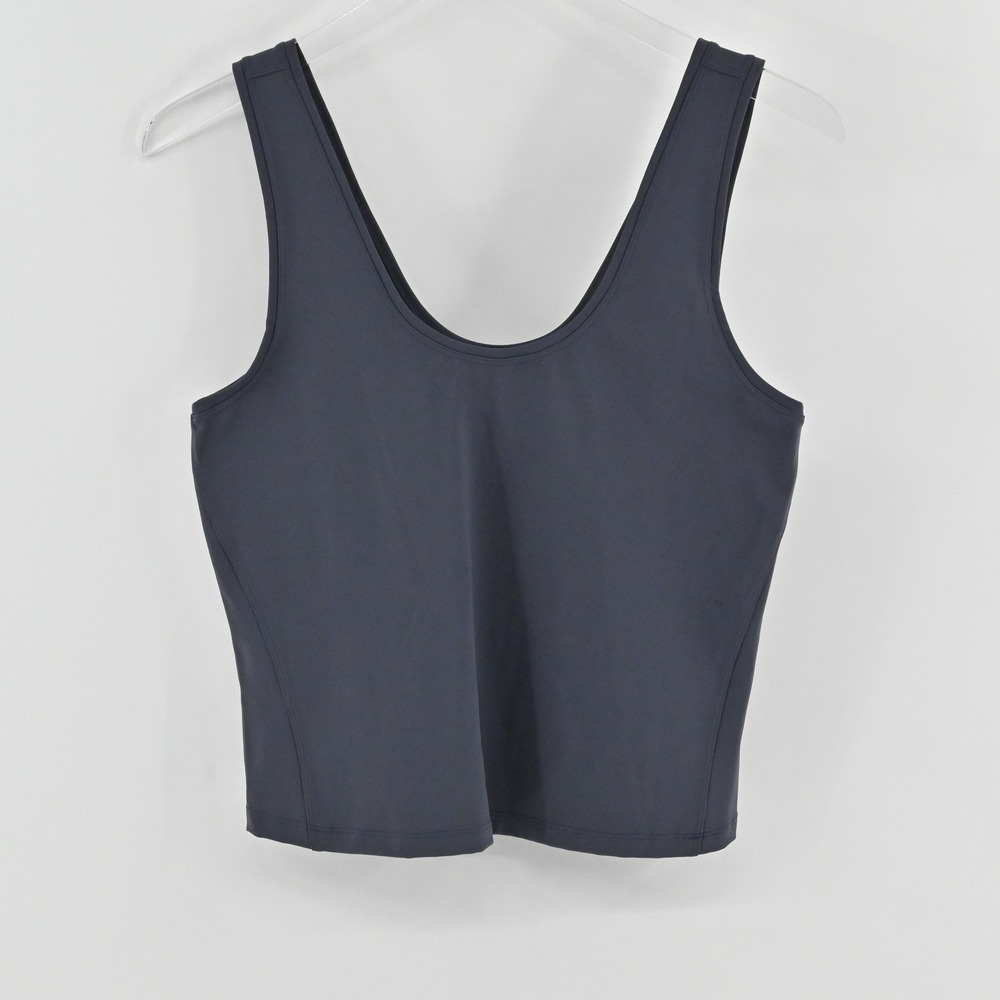 Spanx Dark Storm Tank Top Womens Size L Large Grey Cropped V-Neck Athleisure